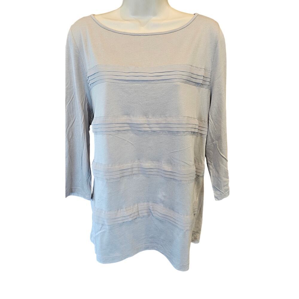 NWOT LOFT XL grey Ruffled teired top blouse mixed media chic career teacher top